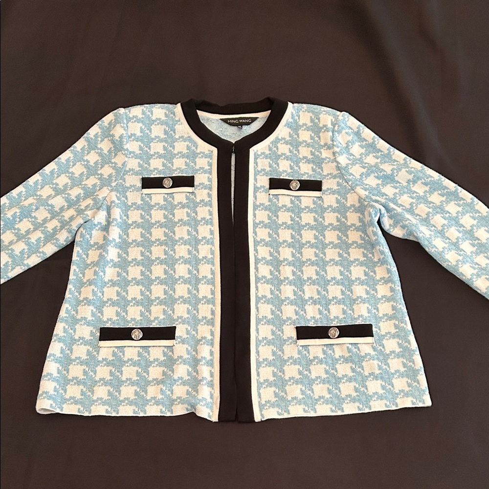 Ming Wang Houndstooth Knit Jacket - image 1